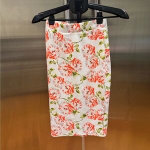 UK2LA Floral Pencil Skirt - White and Red